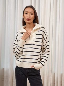 LLC21483_CREAM/NAVY Monogram Bastien Sweater