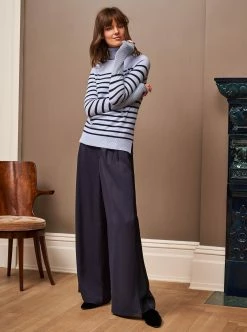 LLC21249_LT-BLUE/NAVY Knitwear AAA Lean Lines Turtleneck