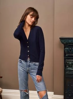 LLC21245_NAVY Knitwear Neat Cardigan