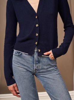 LLC21245_NAVY Knitwear Neat Cardigan