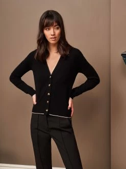 LLC21245_BLACK Neat Cardigan Knitwear