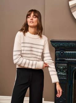 LLC21123_CREAM/GREY Mini Marin Sweater