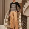 LLC21380_BLACK/ CAMEL Mini Striped Toujours Sweater Monogram