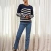 LLC21380_NAVY/CREAM Monogram Mini Striped Toujours Sweater 1 LLC21380_NAVY/CREAM Monogram Mini Striped Toujours Sweater