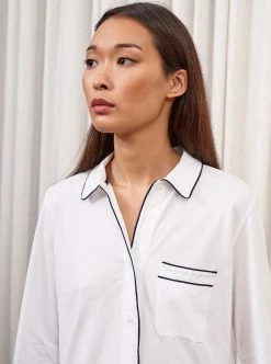 LLC21027/LLC24002_WHITE/NAVY Bonne Nuit Pajamas Sleepwear