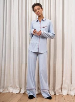 LLC21027/LLC24002_LIGHT_BLUE/RED Monogram Bonne Nuit Pajamas