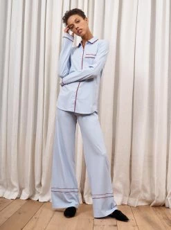 LLC21027/LLC24002_LIGHT_BLUE/RED Monogram Bonne Nuit Pajamas