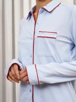 LLC21027/LLC24002_LIGHT_BLUE/RED Monogram Bonne Nuit Pajamas