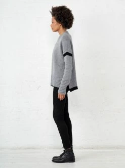 LLC21058_GREY/BLACK Varsity Sweater Knitwear