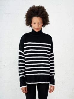 LLC21124_BLACK/CREAM Knitwear Marin Turtleneck