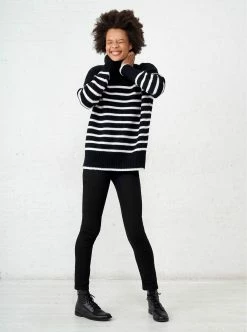 LLC21124_BLACK/CREAM Knitwear Marin Turtleneck