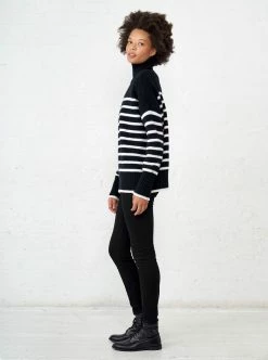LLC21124_BLACK/CREAM Knitwear Marin Turtleneck