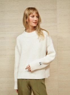 LLC21626_CREAM Monogram Waffle Sweater