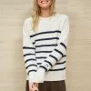 LLC21685_CREAM/NAVY Monogram Striped Toujours Sweater