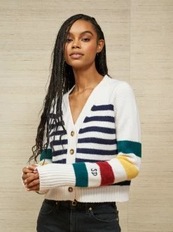 LLC21243_NAVY/CREAM Monogram Mini Marin Cardigan