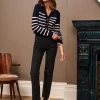 LLC21243_NAVY/CREAM Monogram Mini Marin Cardigan 1 LLC21243_NAVY/CREAM Monogram Mini Marin Cardigan