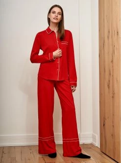LLC21027/24002_RED/WHITE Monogram Bonne Nuit Pajamas