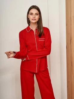 LLC21027/24002_RED/WHITE Monogram Bonne Nuit Pajamas