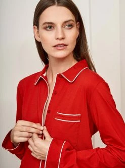 LLC21027/24002_RED/WHITE Monogram Bonne Nuit Pajamas