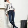 LLC21243_CREAM/NAVY Monogram Mini Marin Cardigan