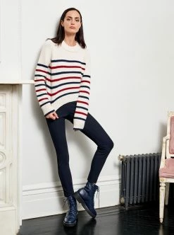 LLC21123_CREAM/NAVY/ BURGUNDY Mini Marin Sweater