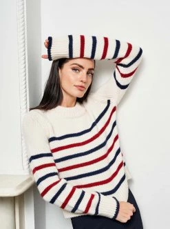 LLC21123_CREAM/NAVY/ BURGUNDY Mini Marin Sweater