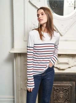 LLC21012_WHITE/NAVY/ BORDEAUX Lean Lines Tee