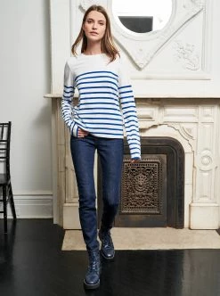 LLC21012_WHITE/BLUE Lean Lines Tee Tees