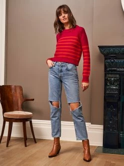 LLC21123_BERRY/BLOOD-ORANGE Monogram Mini Marin Sweater