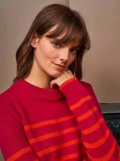 LLC21123_BERRY/BLOOD-ORANGE Monogram Mini Marin Sweater