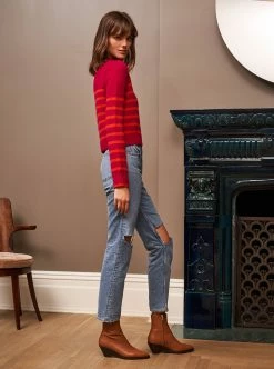 LLC21123_BERRY/BLOOD-ORANGE Monogram Mini Marin Sweater