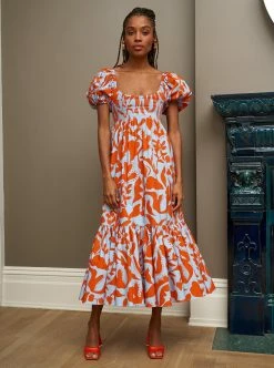 LLC13390_PALE BLUE/TANGERINE Amy Dress