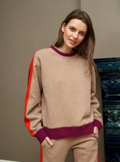 LLC21442_CAMEL MELANGE / RED VIOLET / POPPY RED Aprés Sweatshirt Tops