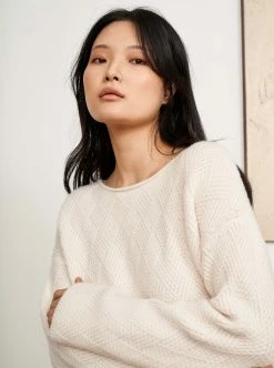 LLC21578_CREAM Knitwear Basket Sweater