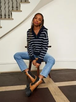 LLC21483_NAVY/CREAM Bastien Sweater