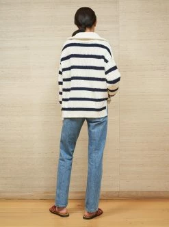 LLC21704_CREAM/NAVY Bateau Sweater Knitwear