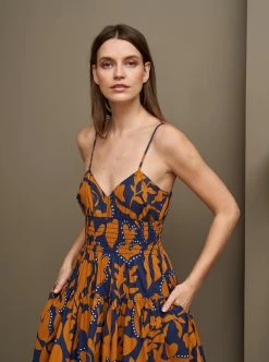 LLC13381_NAVYCOGNAC Bee Dress Dresses