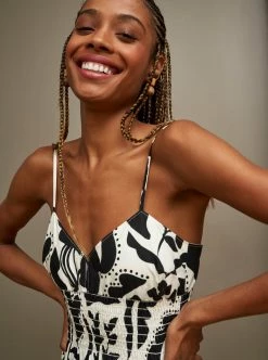 LLC13381_IVORY/BLACK Bee Dress