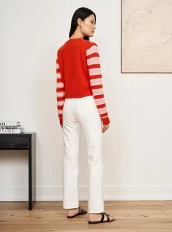 LLC21594_POPPY/FROSTING/GUM/CORAL Block Stripe Cardigan