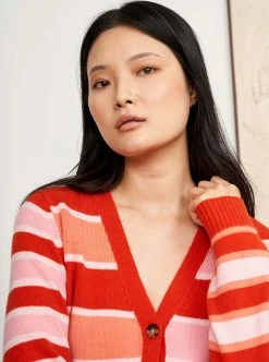 LLC21594_POPPY/FROSTING/GUM/CORAL Block Stripe Cardigan