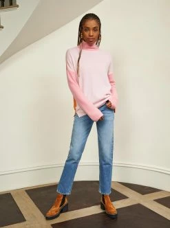 LLC21592 _LIGHT PINK/PEACH/ LIGHT PEACH/ ORANGE Knitwear Block Turtleneck 12 LLC21592 _LIGHT PINK/PEACH/ LIGHT PEACH/ ORANGE Knitwear Block Turtleneck