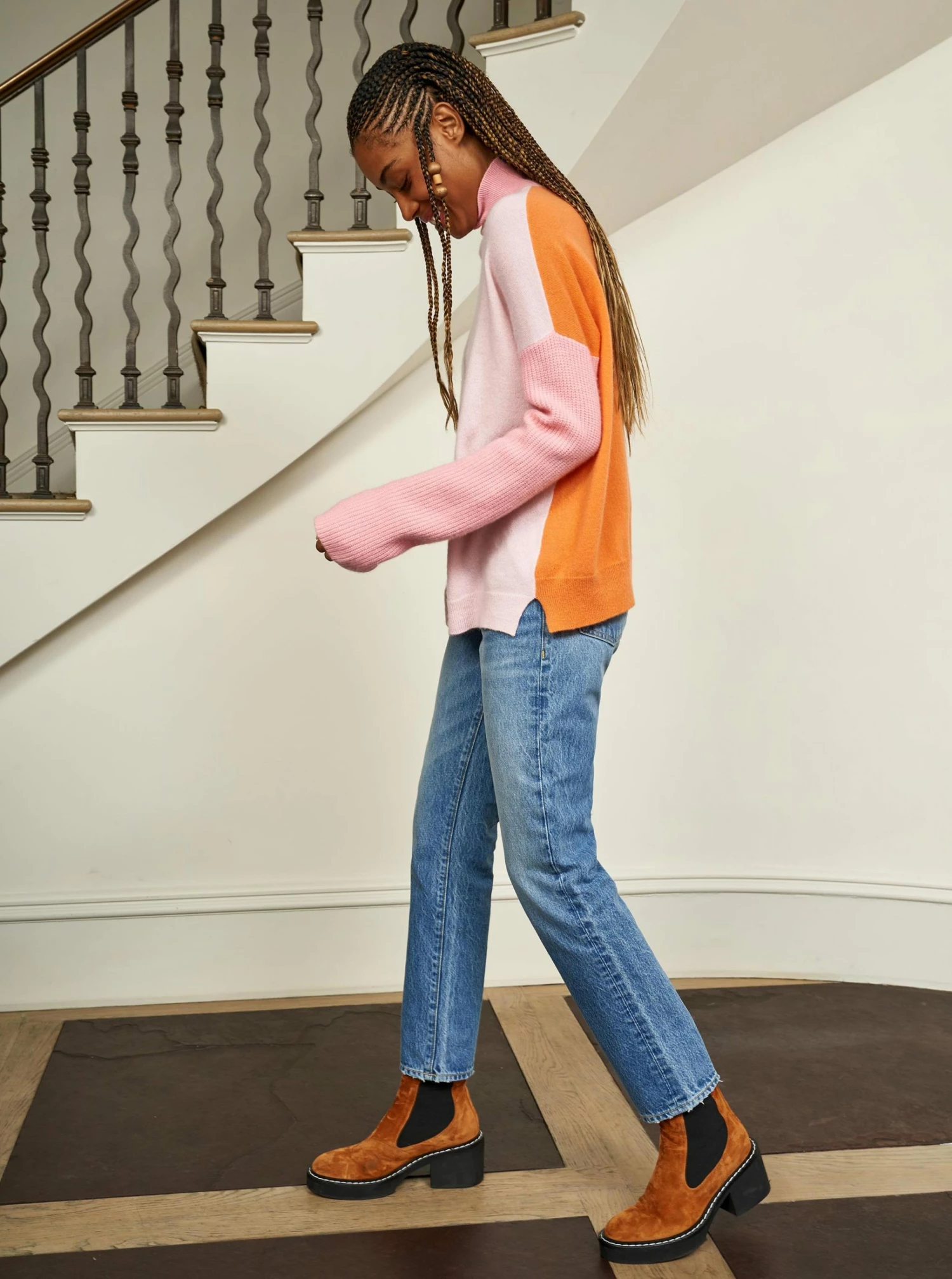 LLC21592 _LIGHT PINK/PEACH/ LIGHT PEACH/ ORANGE Knitwear Block Turtleneck 7 LLC21592 _LIGHT PINK/PEACH/ LIGHT PEACH/ ORANGE Knitwear Block Turtleneck