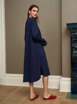 LLC23042_NAVY / WHITE Bonne Nuit Shirt Dress
