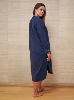 LLC23042_NAVY / WHITE Bonne Nuit Shirt Dress