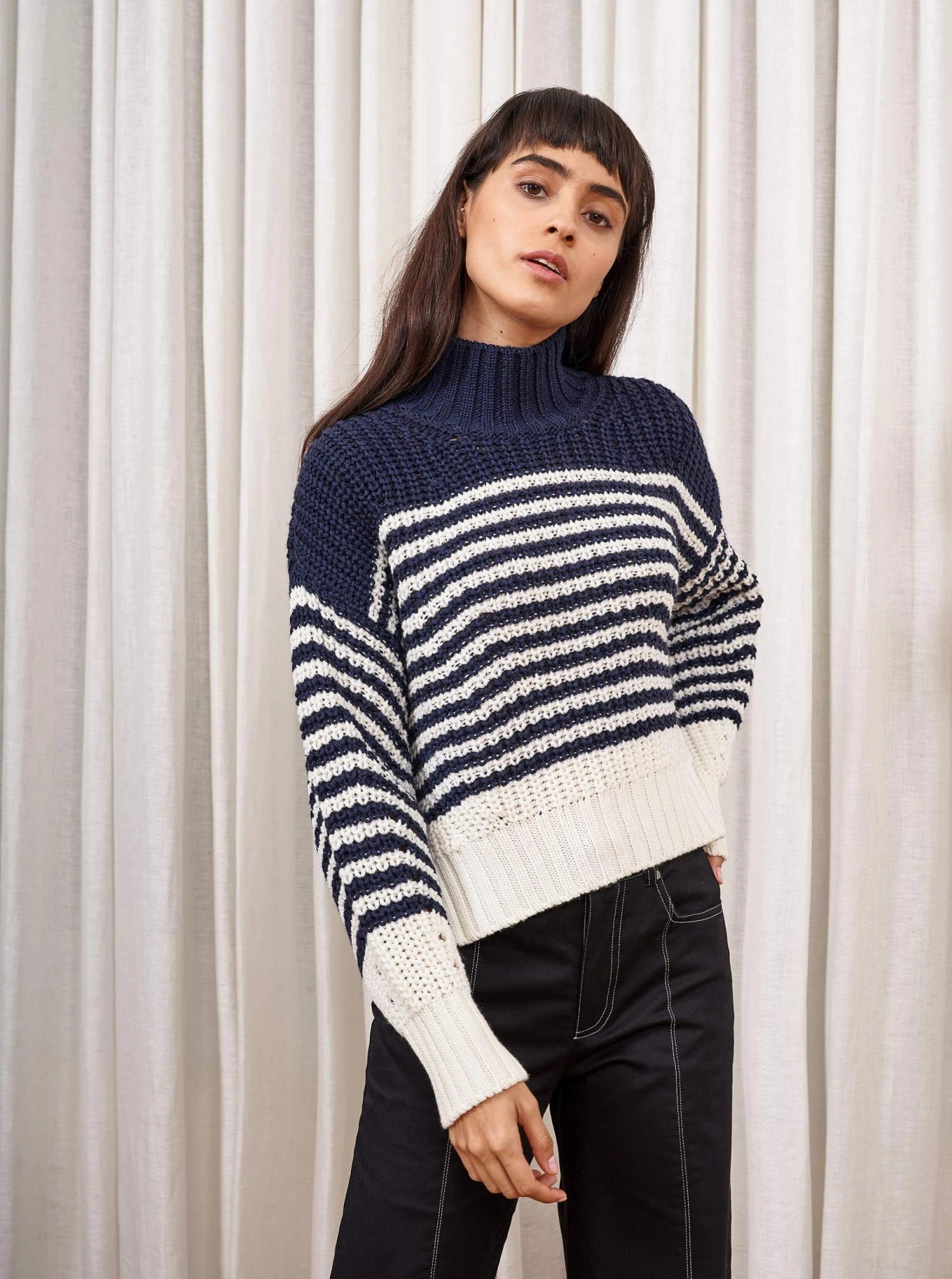 LLC21408_NAVY/CREAM Knitwear Bretagne Sweater 3 LLC21408_NAVY/CREAM Knitwear Bretagne Sweater