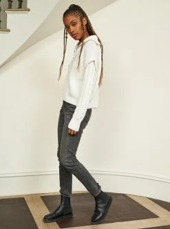 LLC21517_CREAM Knitwear Cable Bastien Sweater