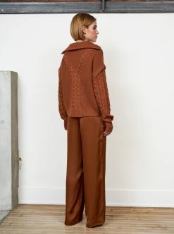 LLC21517_RUST Cable Bastien Sweater Knitwear