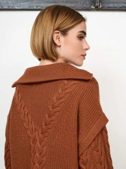 LLC21517_RUST Cable Bastien Sweater Knitwear