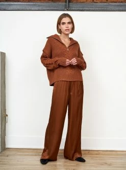 LLC21517_RUST Cable Bastien Sweater Knitwear