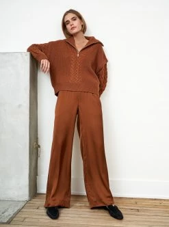 LLC21517_RUST Cable Bastien Sweater Knitwear